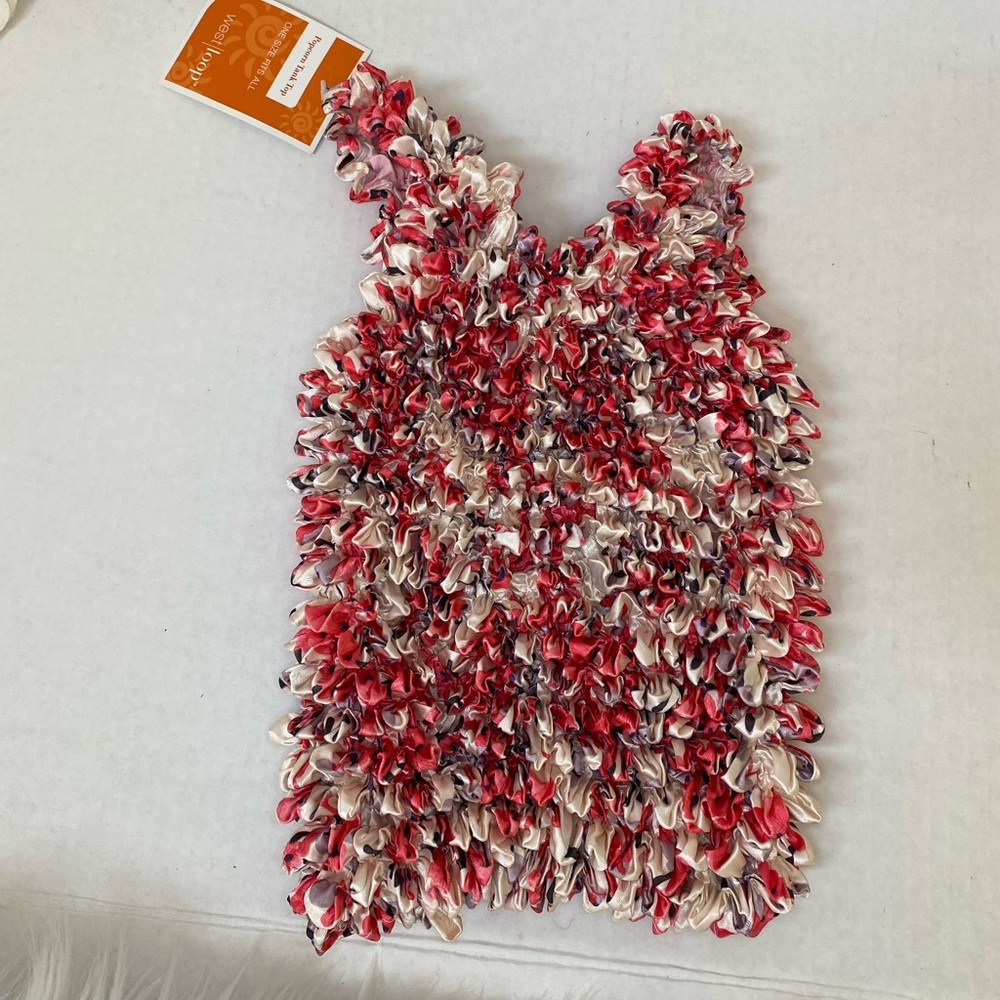 Popcorn one size fits all top pink white and black